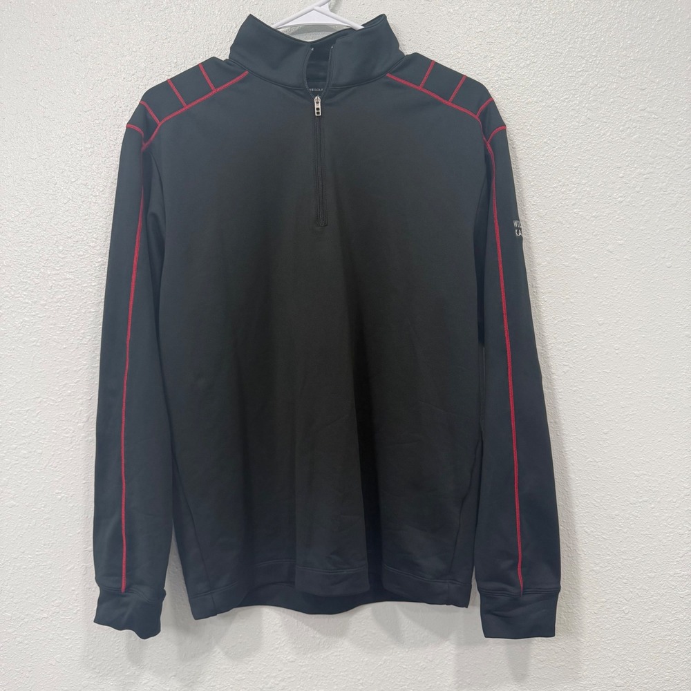 Nike Golf‎ Therma Mens Small Black Red Contrast Stitch 1/4 Zip Pullover Jacket